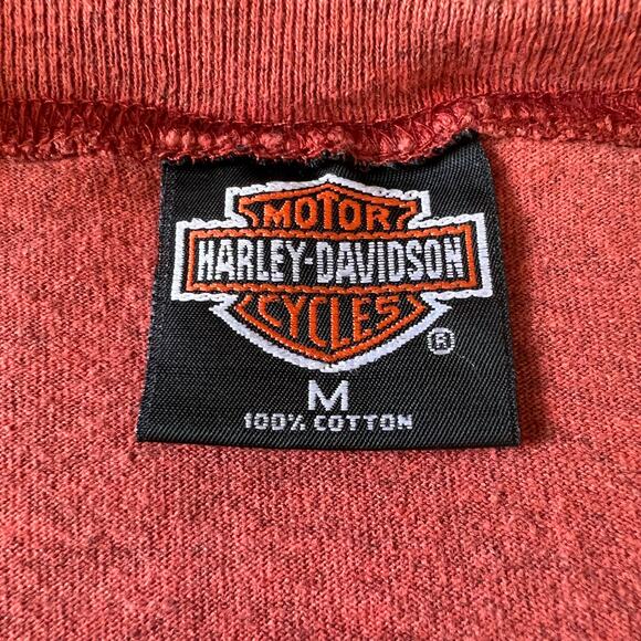 Harley Davidson Womens T Shirt Top Long Sleeve Pullover Crew Neck Orange Medium - Picture 10 of 11